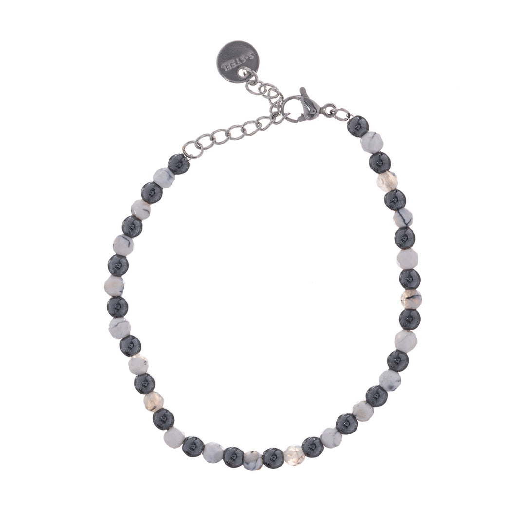 Stone beads steel bracelet