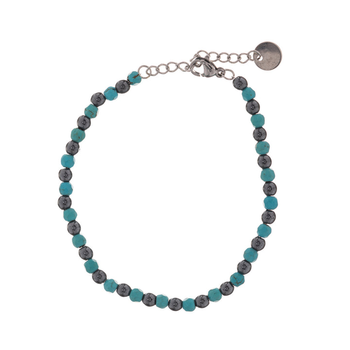 Stone beads steel bracelet