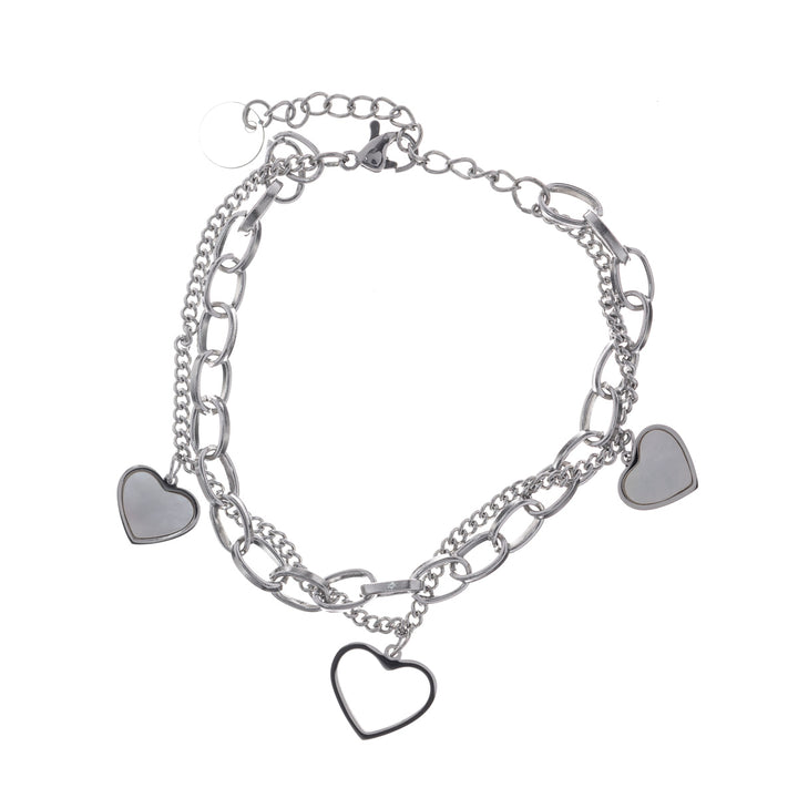 Heart bracelet with cable chain (steel 316L)