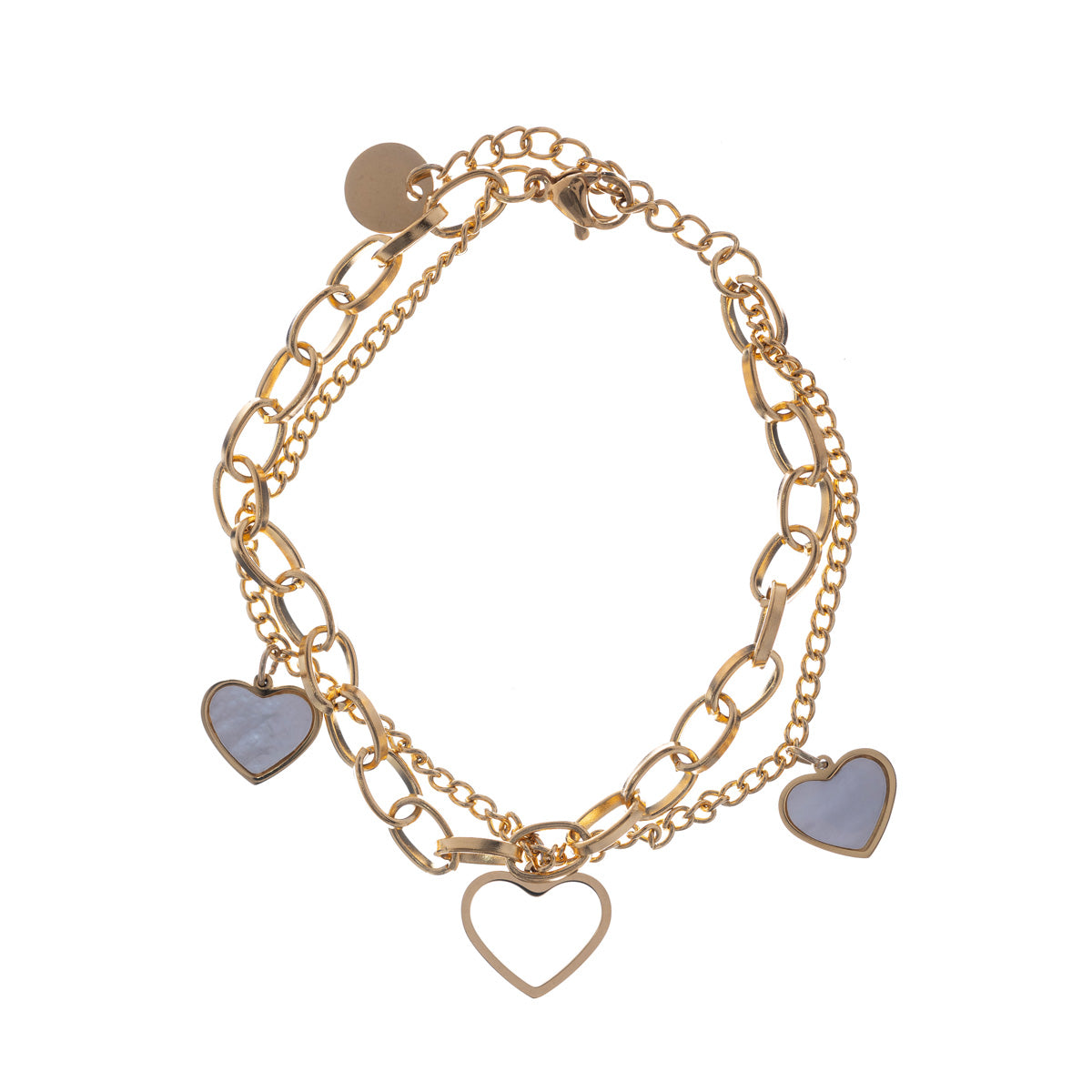 Heart bracelet with cable chain (steel 316L)