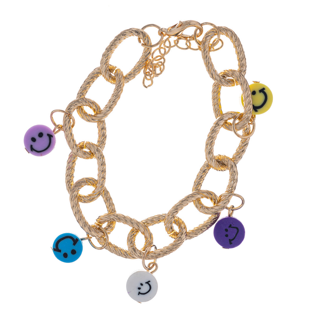 Kabelkettenarmband mit Smile-Anhängern