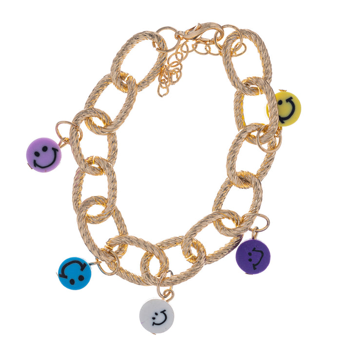 Kabelkettenarmband mit Smile-Anhängern