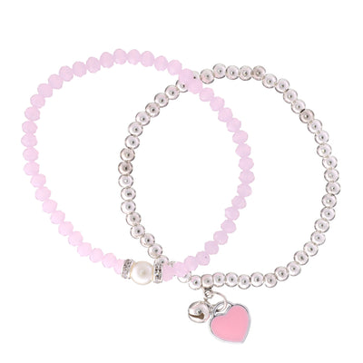 Flexible bracelet with heart pendant 2pcs