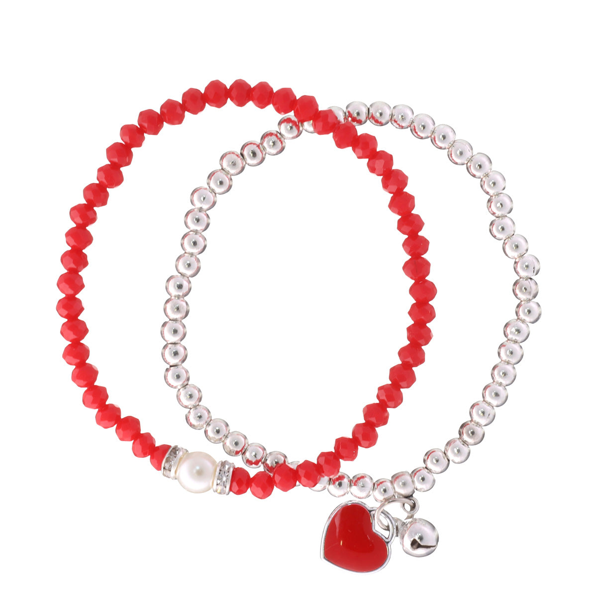 Flexible bracelet with heart pendant 2pcs