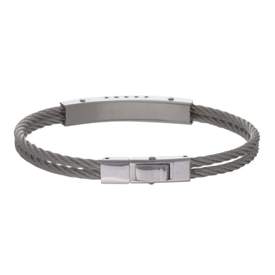 Steel wire bracelet with bracelet plate (steel 316L)