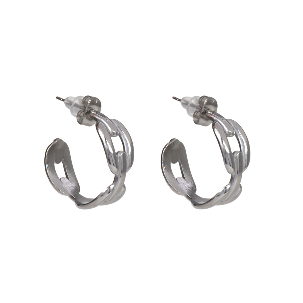 Textured steel earrings 0,8cm ø1,8cm