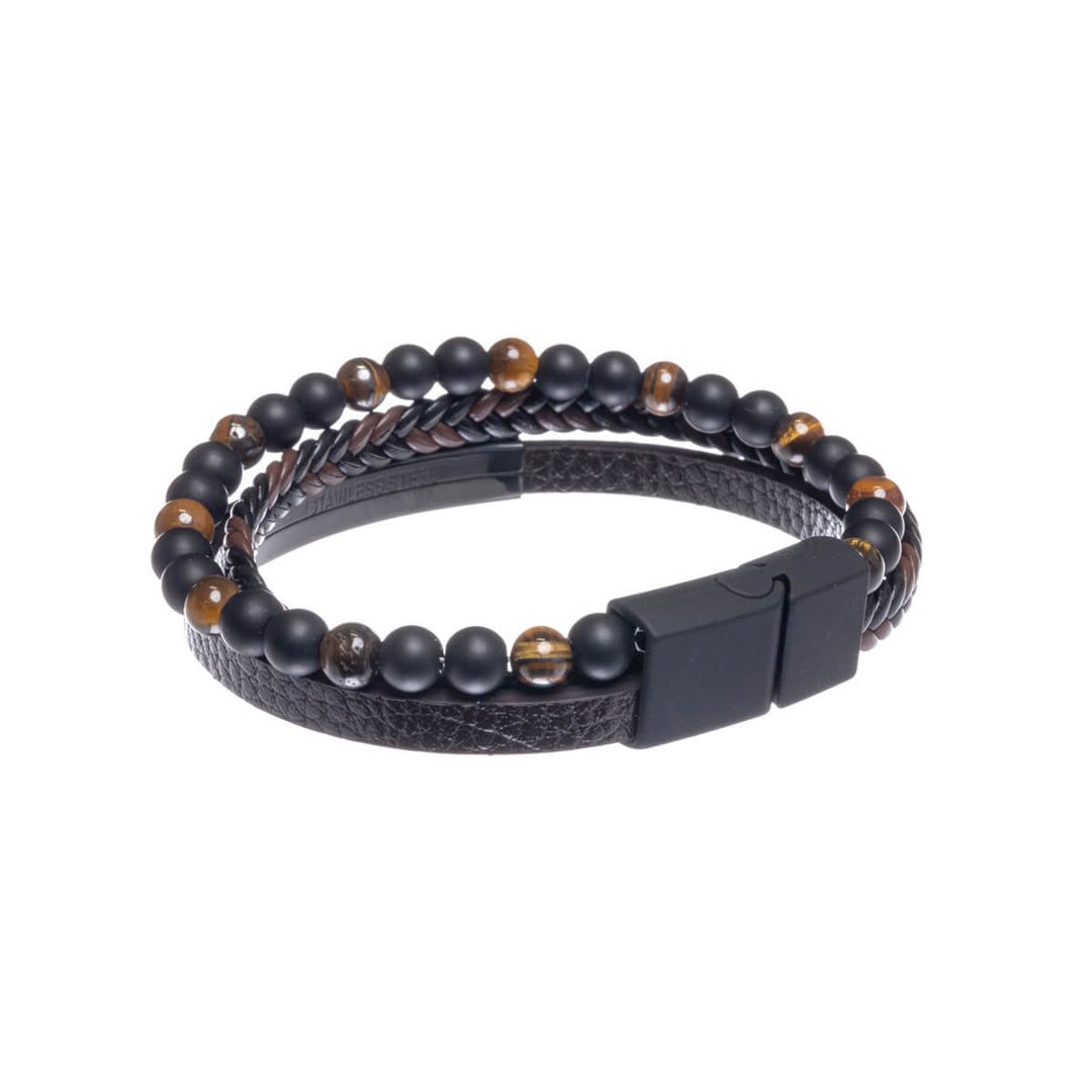 Three row bracelet with beads (Steel 316L)