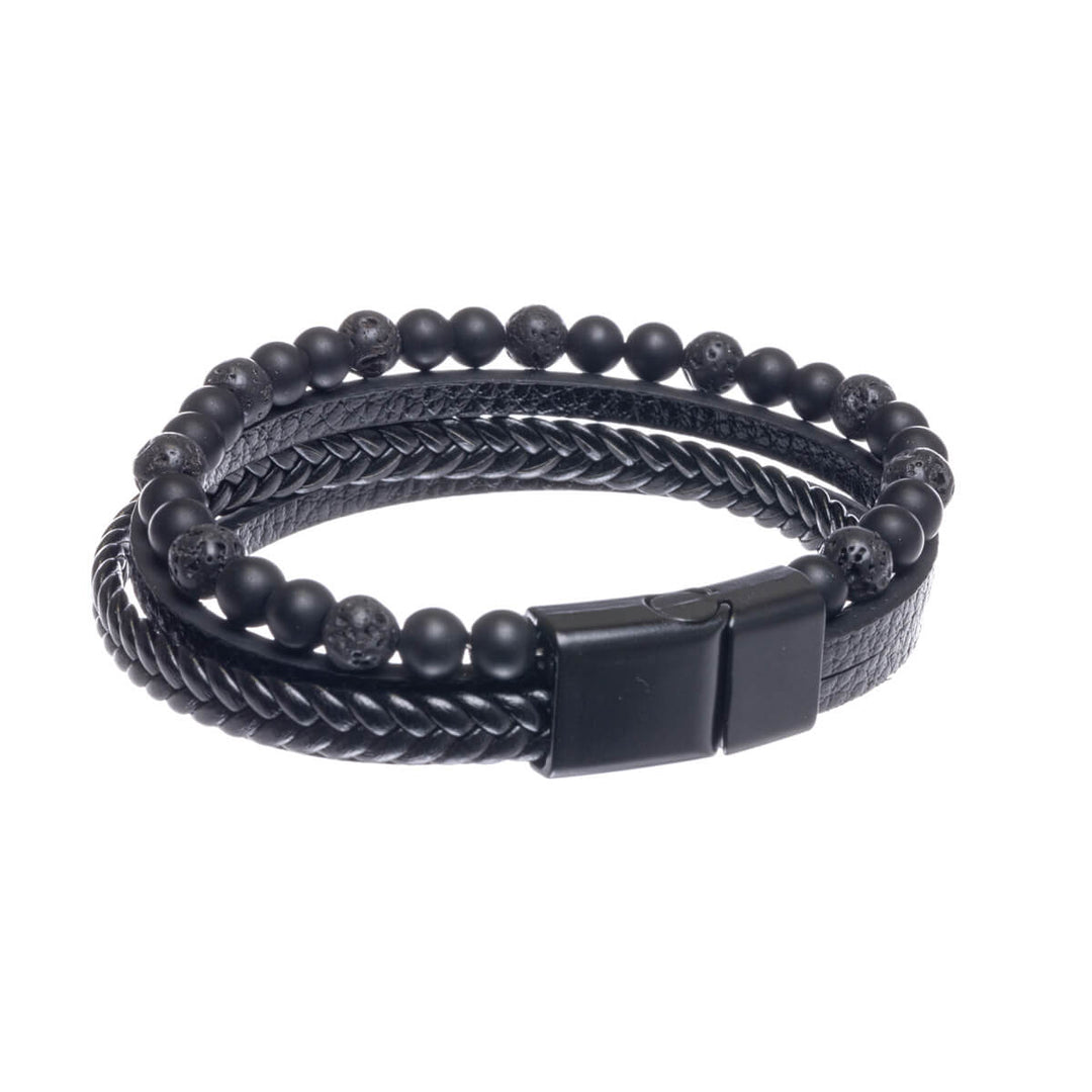 Vierreihiges Armband mit Perlen (Stahl 316L)