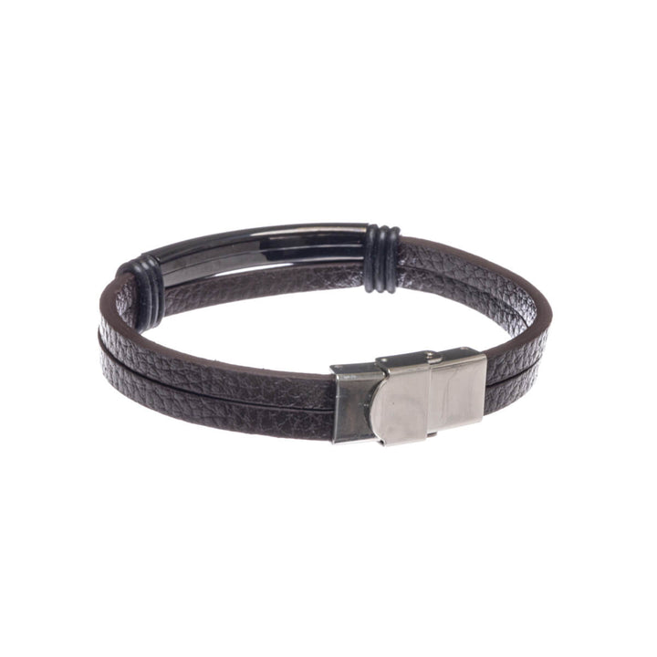 Zweireihiges Kunstlederarmband (Stahl 316L)