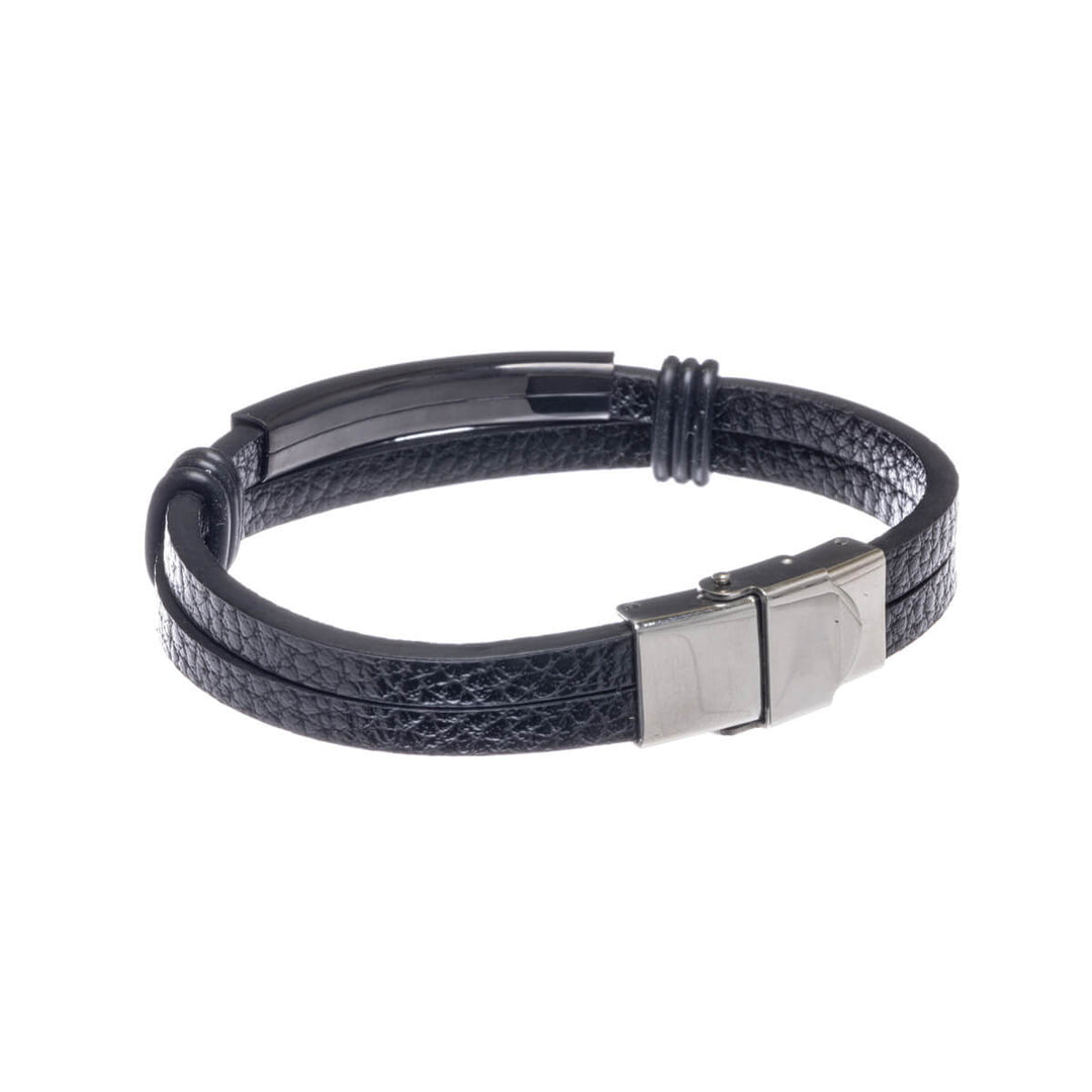 Zweireihiges Kunstlederarmband (Stahl 316L)