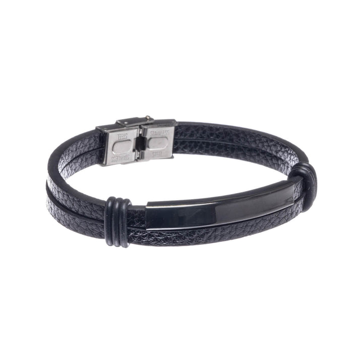 Two row leatherette bracelet (Steel 316L)