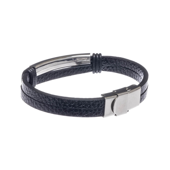 Zweireihiges Kunstlederarmband (Stahl 316L)