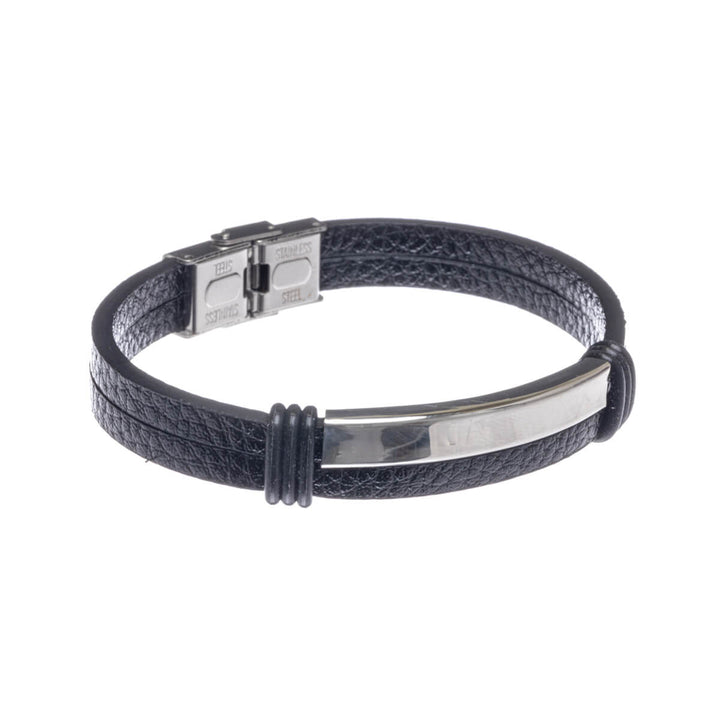 Two row leatherette bracelet (Steel 316L)