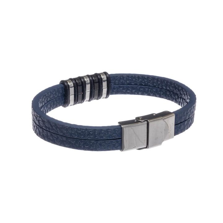 Two row leatherette bracelet (Steel 316L)