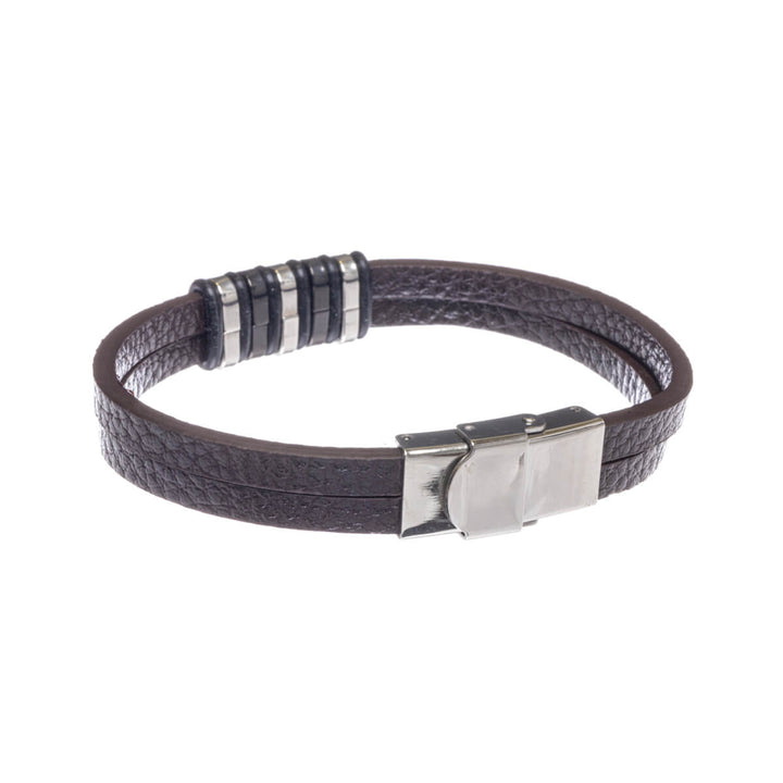 Zweireihiges Kunstlederarmband (Stahl 316L)