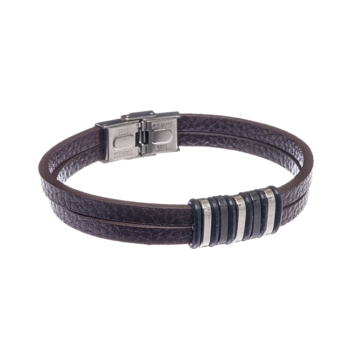 Two row leatherette bracelet (Steel 316L)