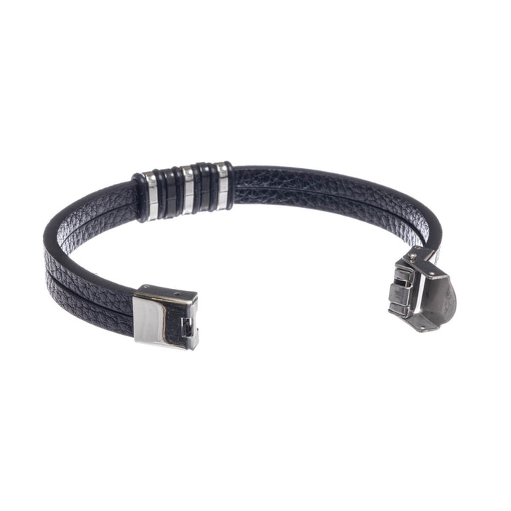 Zweireihiges Kunstlederarmband (Stahl 316L)