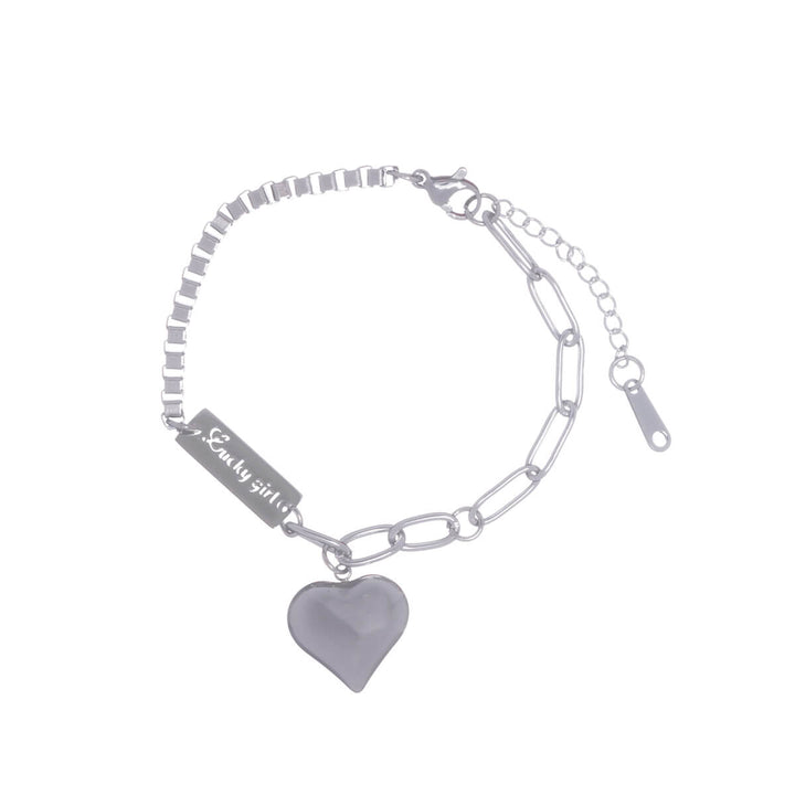 Herz-Anhänger Armband Lucky Girl (Stahl 316L)