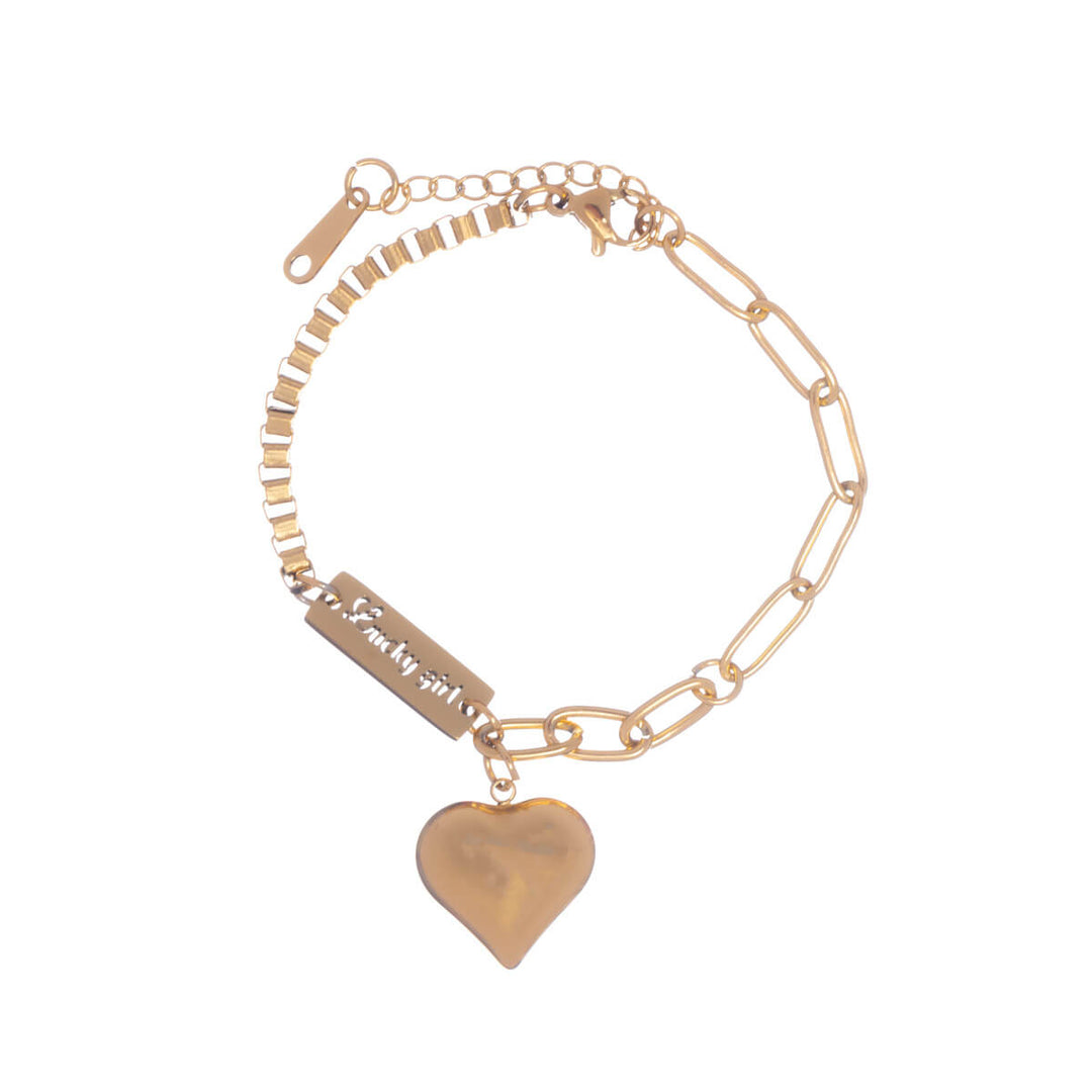 Herz-Anhänger Armband Lucky Girl (Stahl 316L)