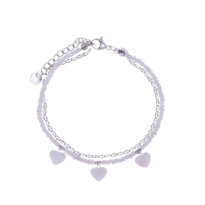 Steel heart bracelet with beads (steel 316L)