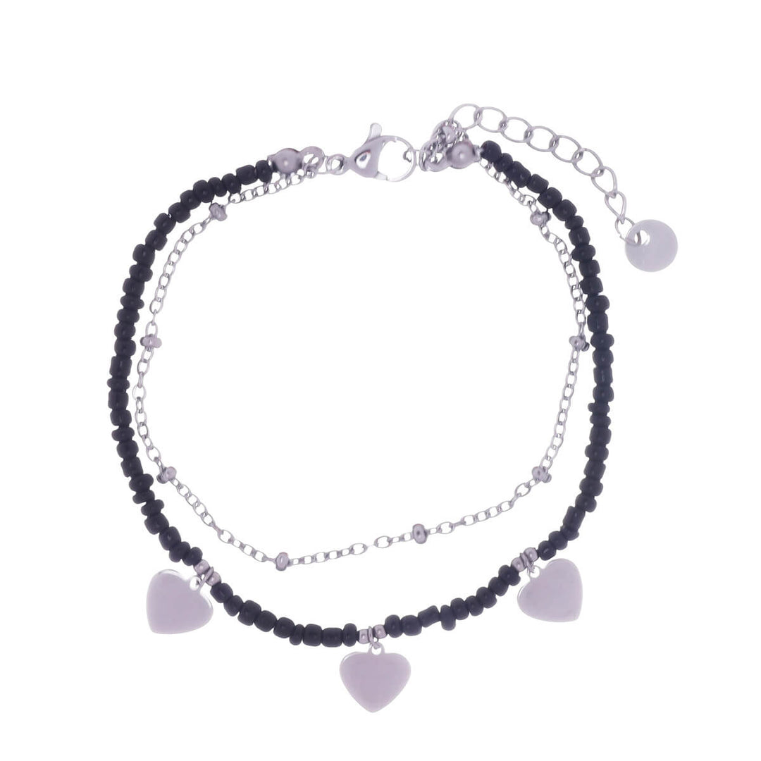 Steel heart bracelet with beads (steel 316L)