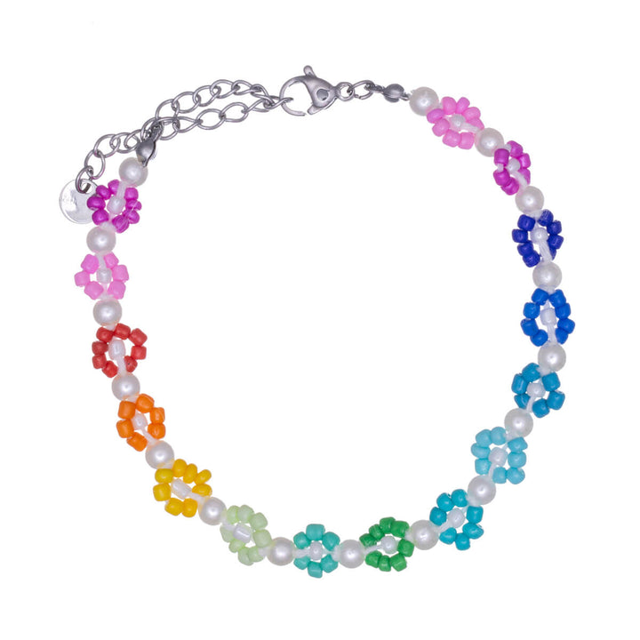 Multicoloured pearl flower bracelet (Steel 316L)