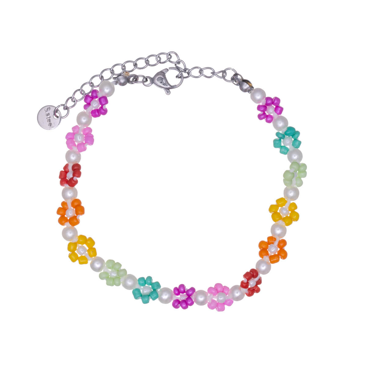 Multicoloured pearl flower bracelet (Steel 316L)