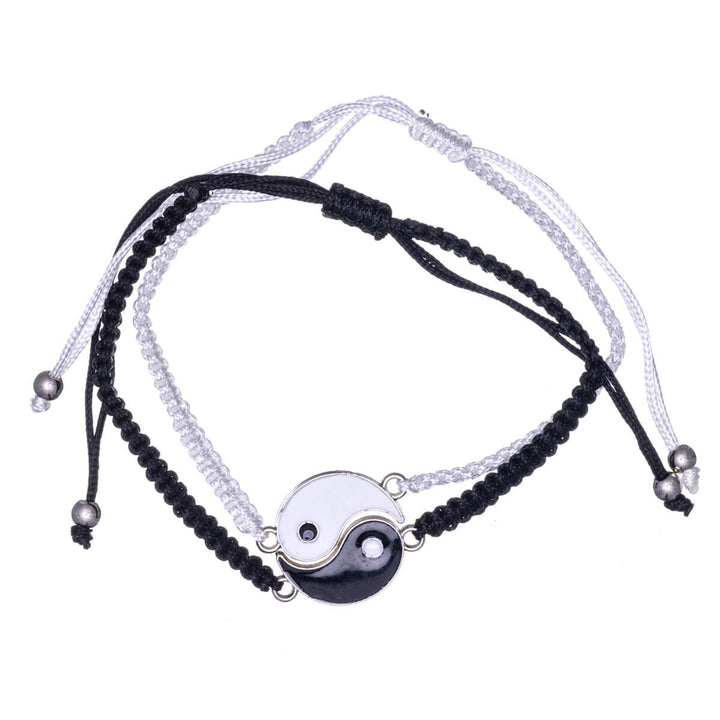 Yin yang friendship bracelet adjustable bracelet 2pcs