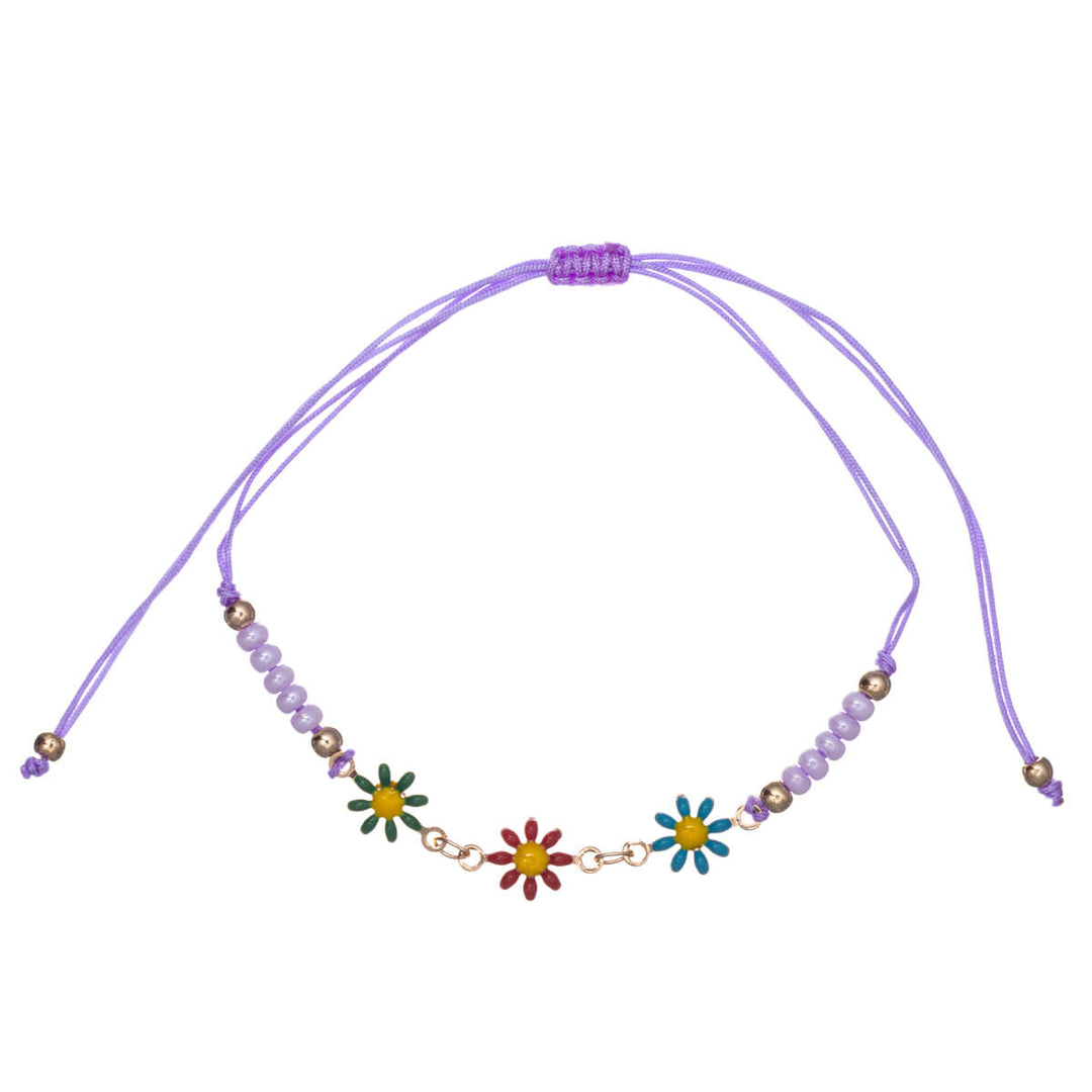 Adjustable daisy bracelet with beads