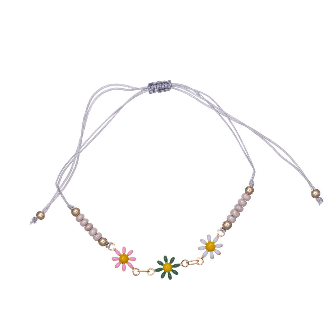 Verstellbares Gänseblümchen-Armband mit Perlen