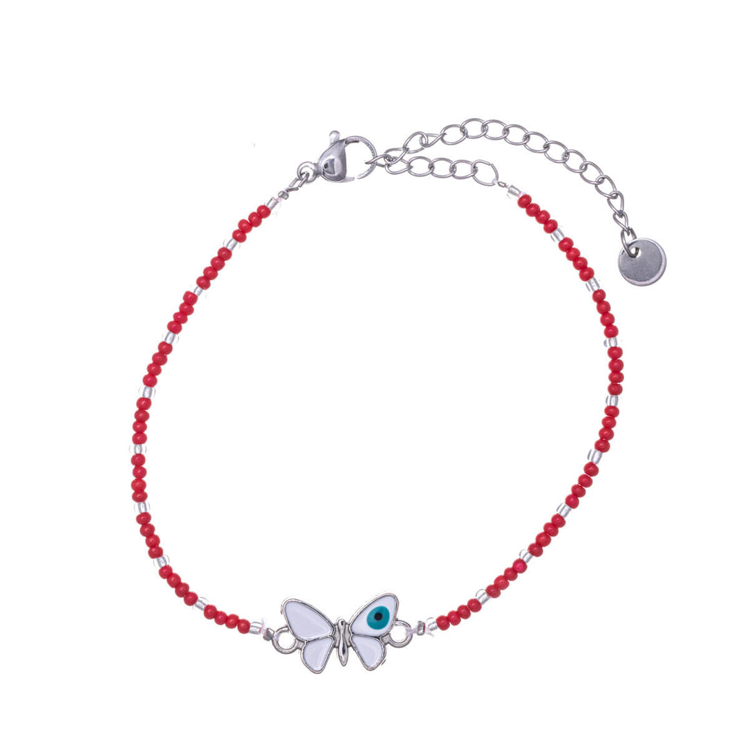 Colourful bead bracelet butterfly (Steel 316L)