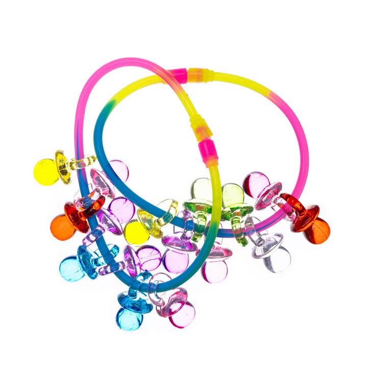 Glow in the dark bracelet with pacifier pendants 2pcs