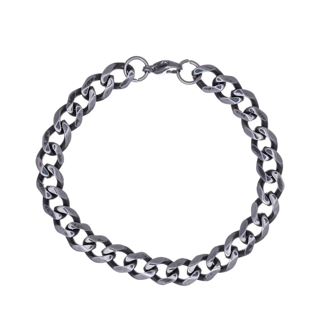 Flat armour chain dark bracelet 20cm 8mm (Steel 316L)