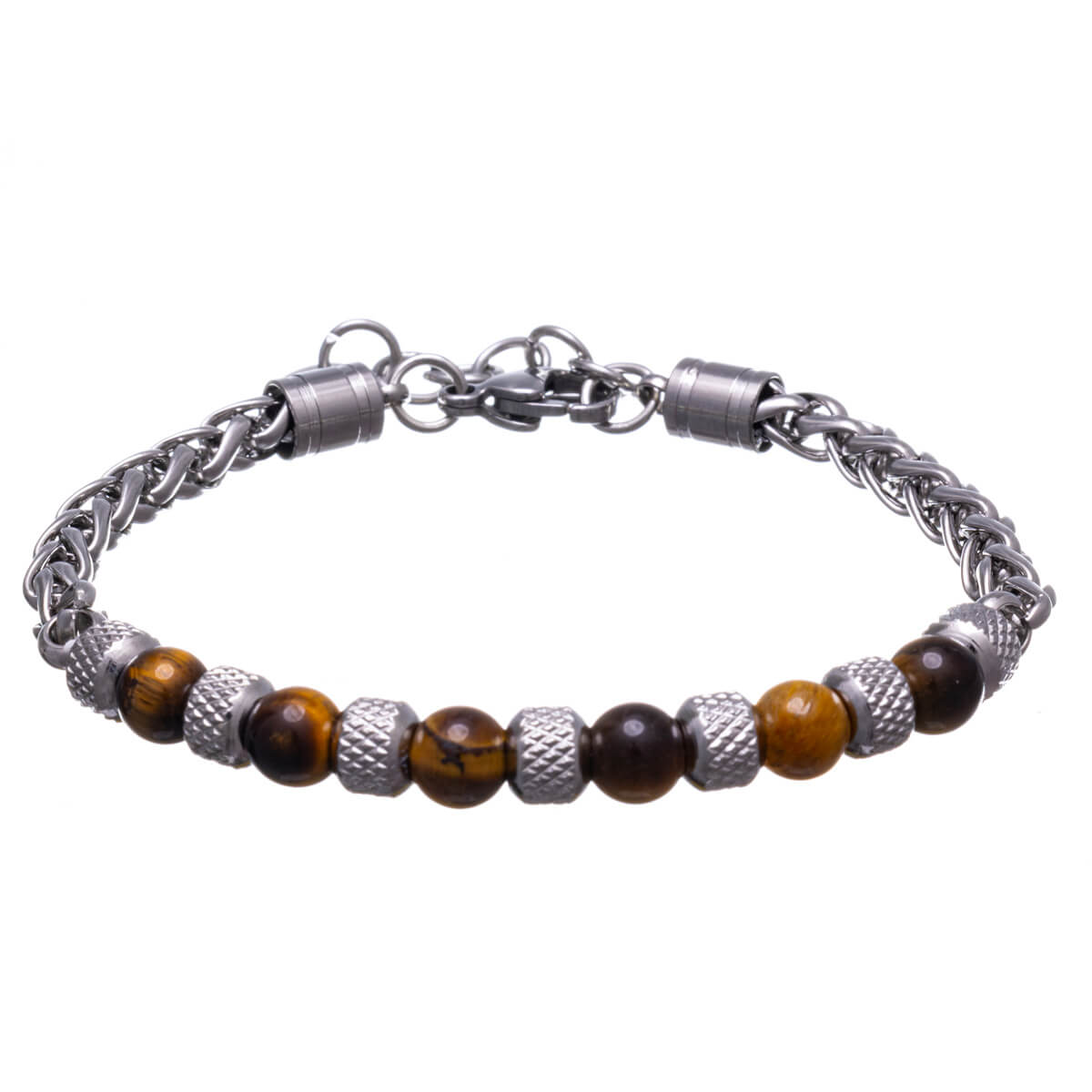 Steel bracelet with stone beads 20cm (Steel 316L)