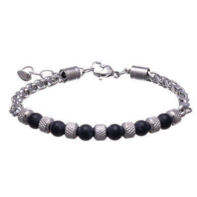 Steel bracelet with stone beads 20cm (Steel 316L)