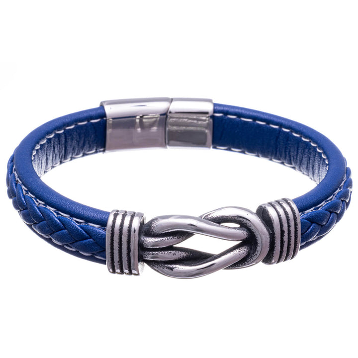 Artificial leather bracelet with knot decoration 22,5cm (Steel 316L)