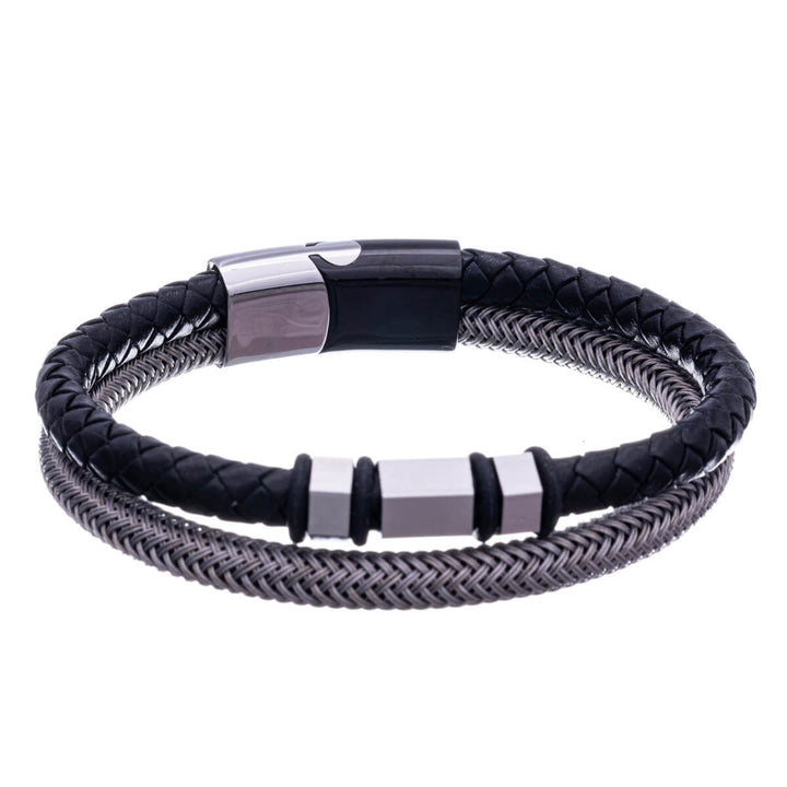 Zweireihiges Armband mit gewinkelten Stahlperlen 21cm (Stahl 316L)