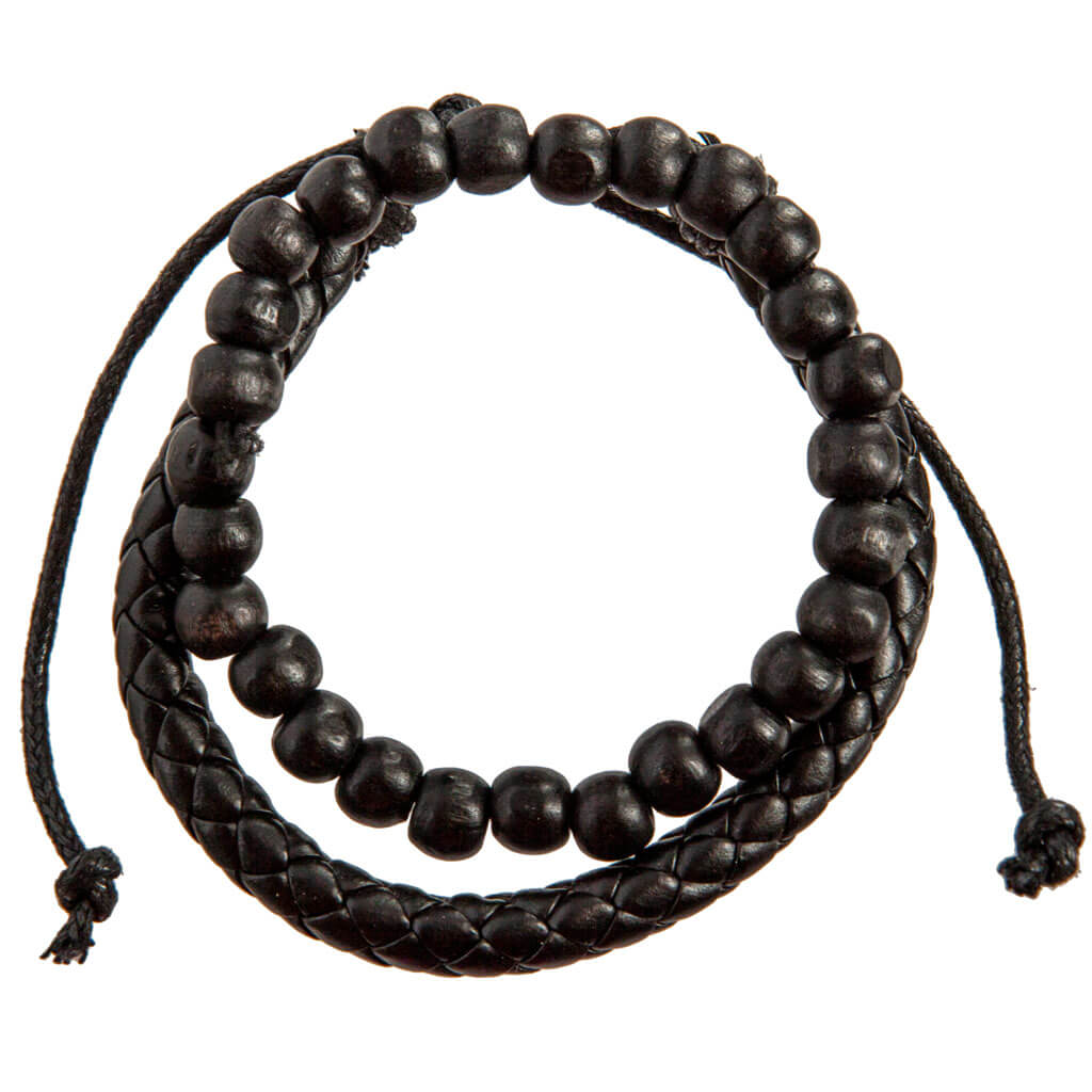 Adjustable bracelet and wooden beads