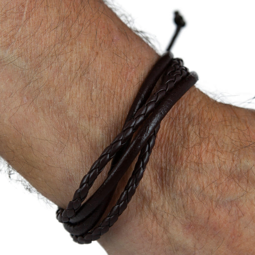 Adjustable artificial leather bracelet 4 rows 1pc