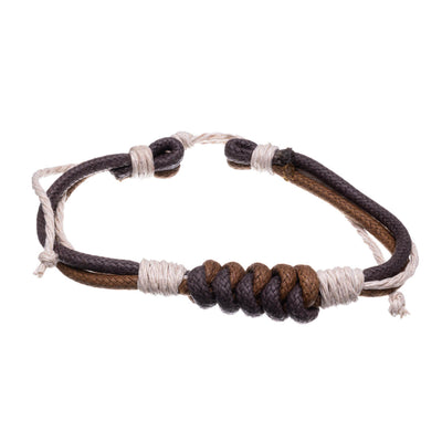 Adjustable three-row cord bracelet