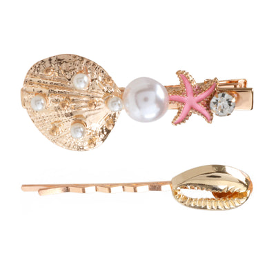 Mussel pearl decorative hairpin 2pcs