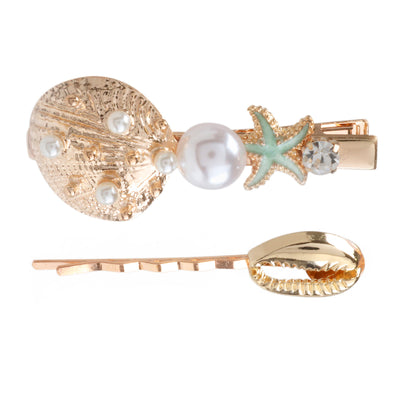 Mussel pearl decorative hairpin 2pcs