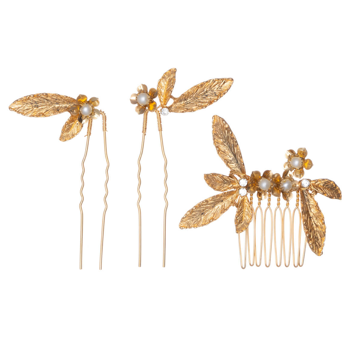 Flowers and petals hairband set 2pcs hairpin 1pcs side comb