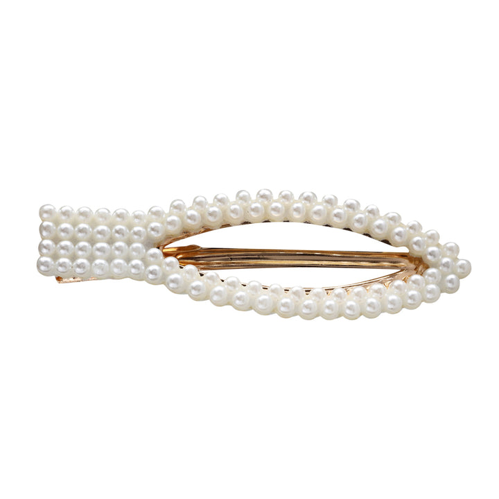 Oval pearl hair clip