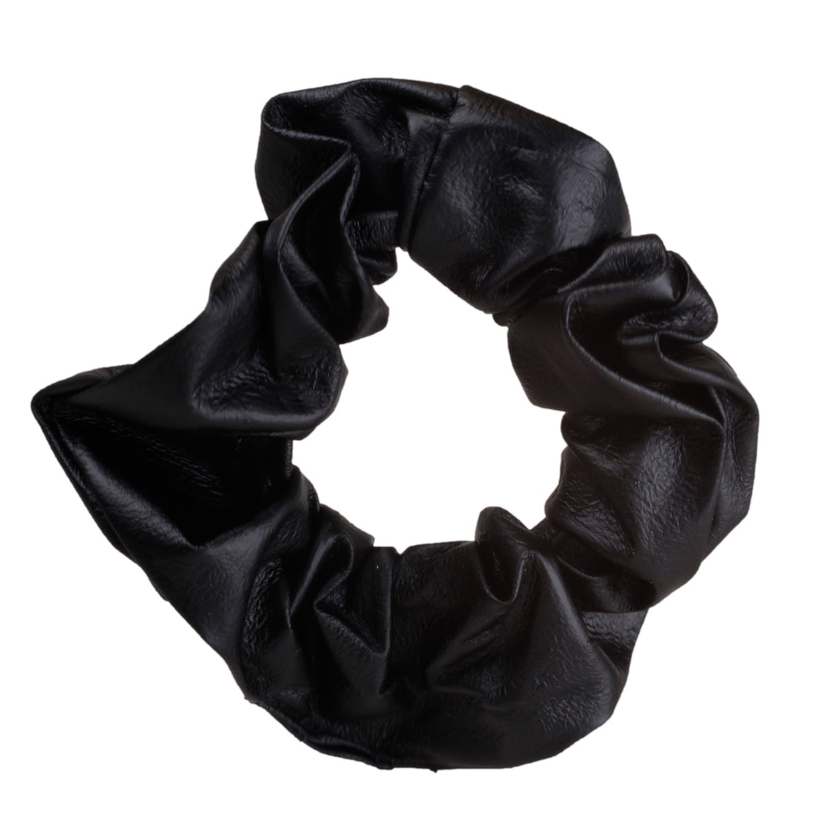 Musta keinonahkainen scrunchie hiuslenksu 104050005927 | Ninja.fi