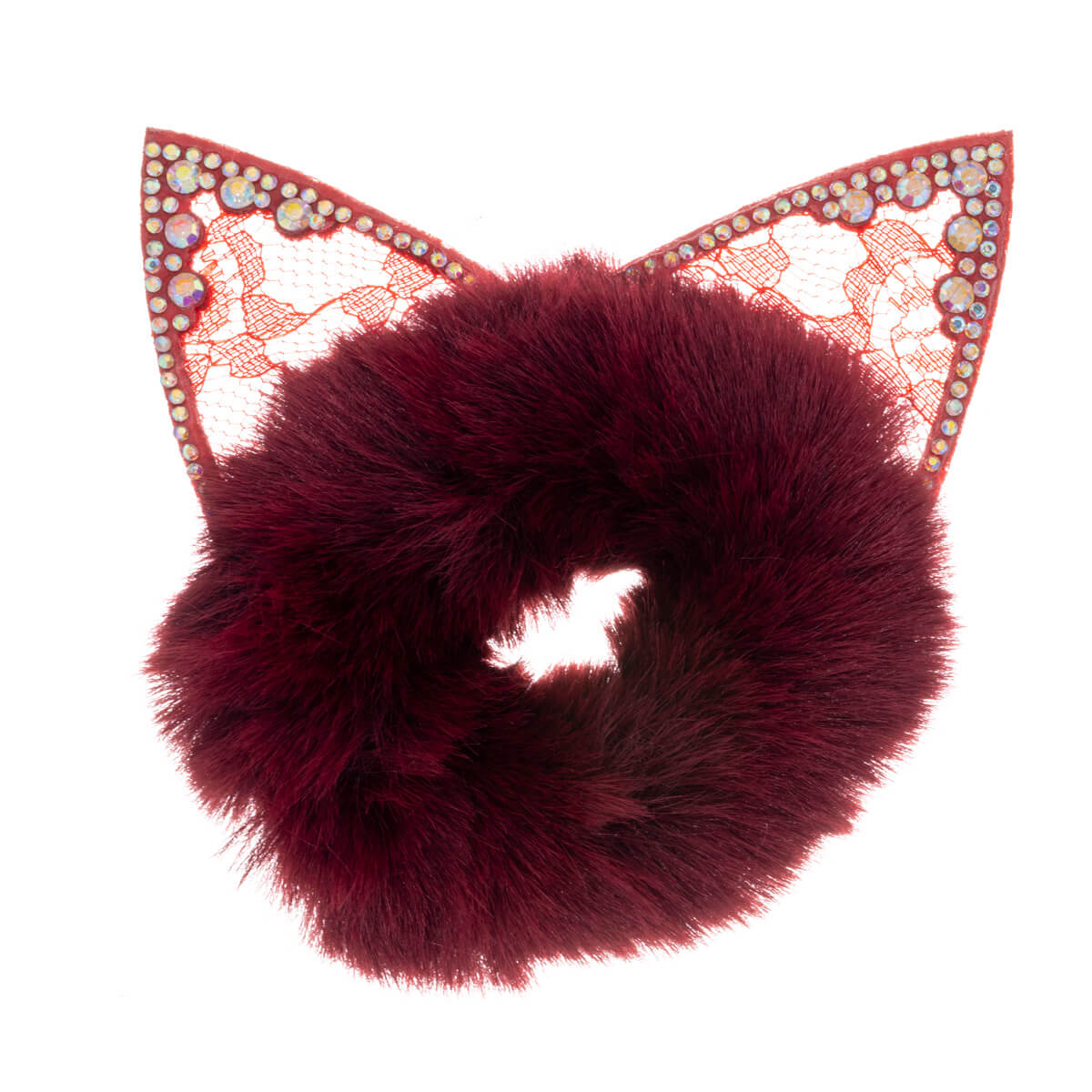 Fluffy scrunchie cat ears hairpin ø 9cm