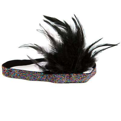 Elastic collar with feather decoration
