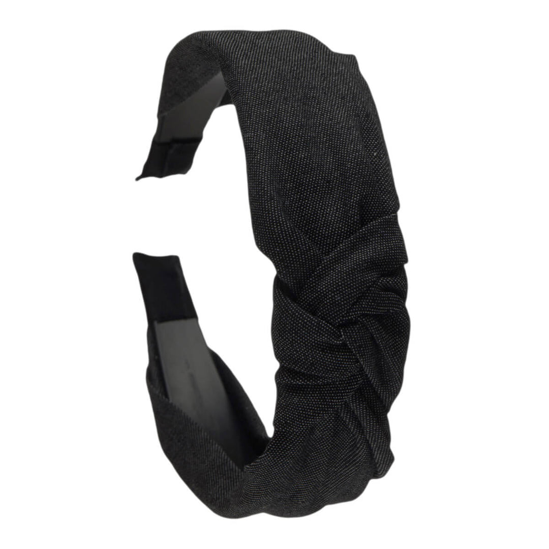 Solid colored jeans hairband with knot 2,9cm