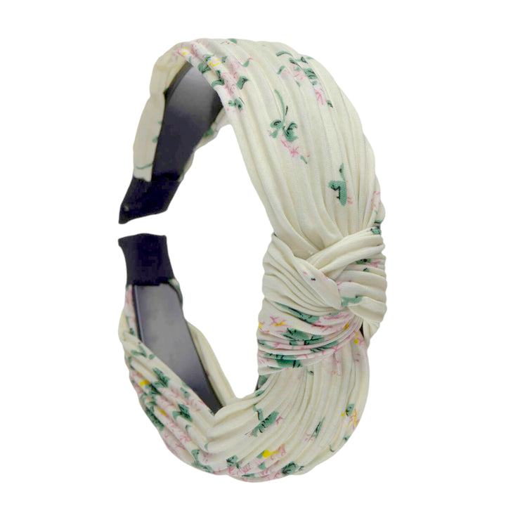 Pliseed Flower Pattern Hair Panel with a knot 2.9cm