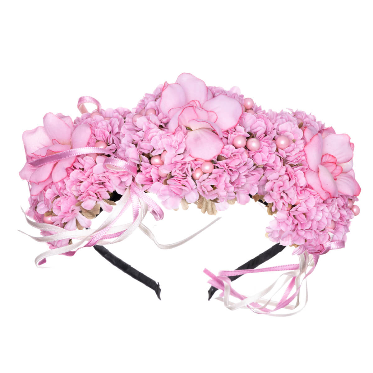 Rich floral hairband with ribbons